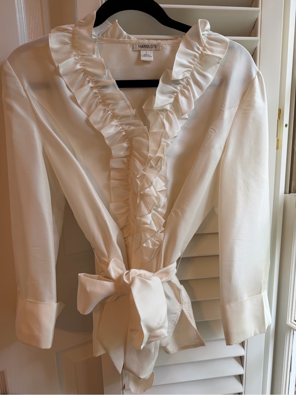 Harold's Cream Silk Blouse with Subtle Sheen